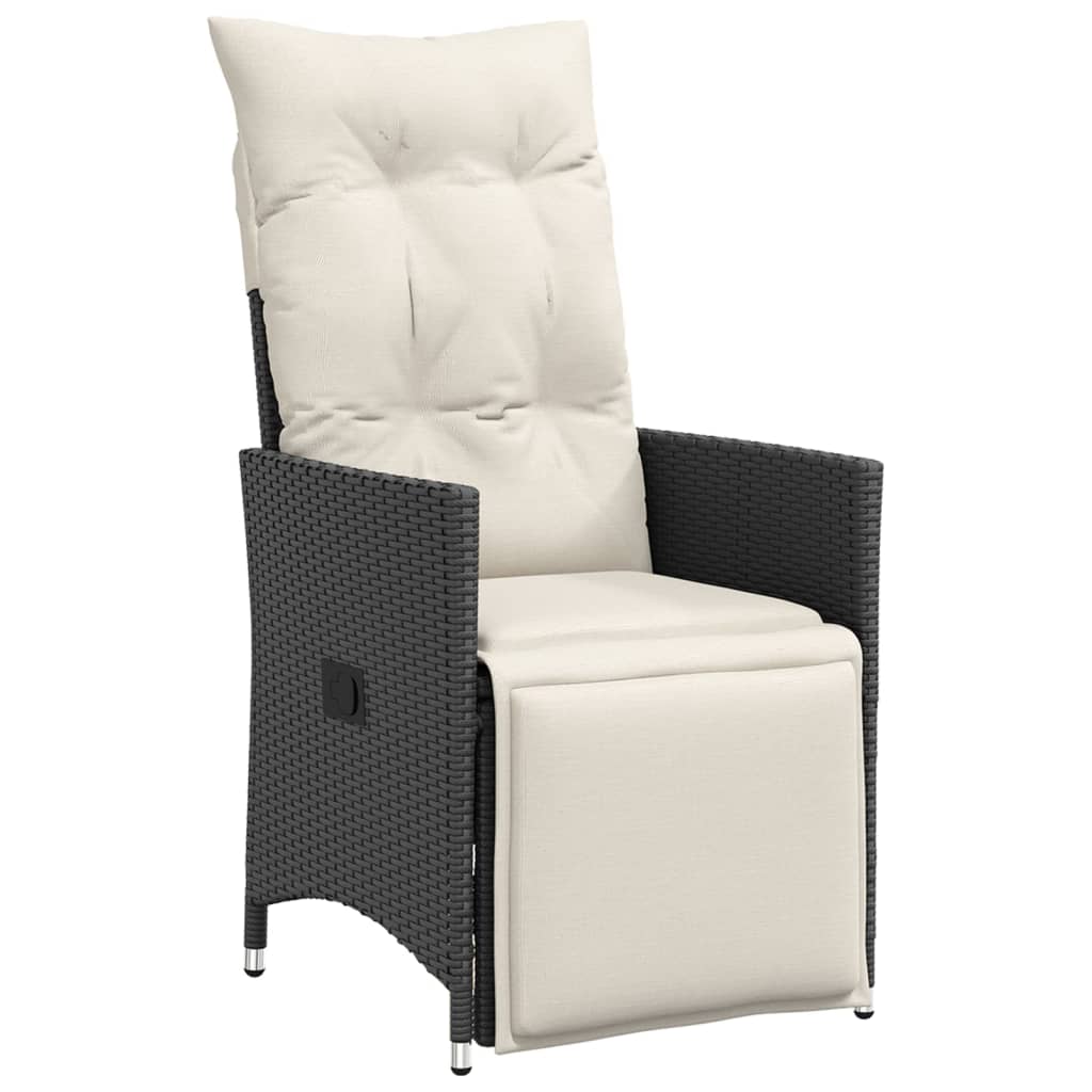 9Dílný Zahradní Bistro Set S Poduškami Černý Polyratan