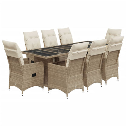 9Dílný Zahradní Bistro Set S Poduškami Béžový Polyratan