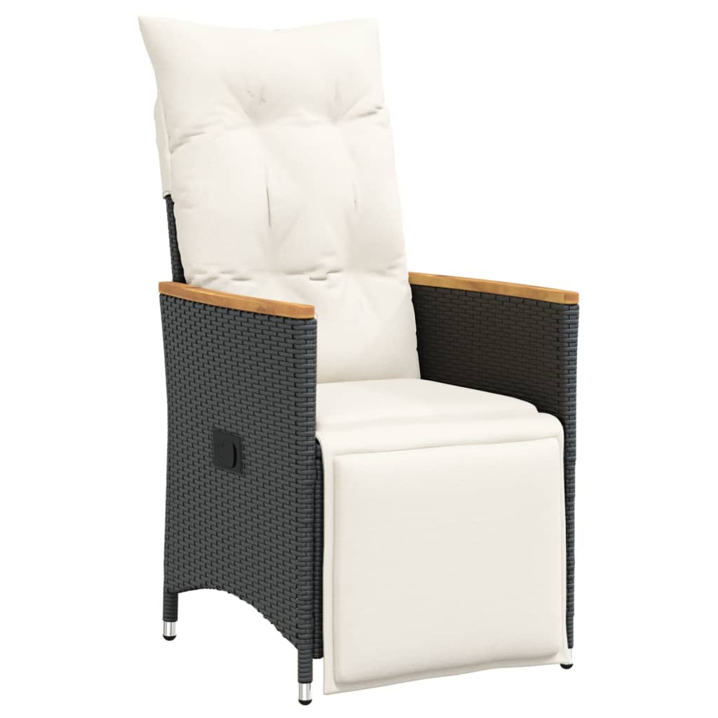 9Dílný Zahradní Bistro Set S Poduškami Černý Polyratan