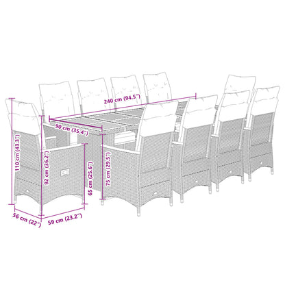 11Dílný Zahradní Bistro Set S Poduškami Černý Polyratan