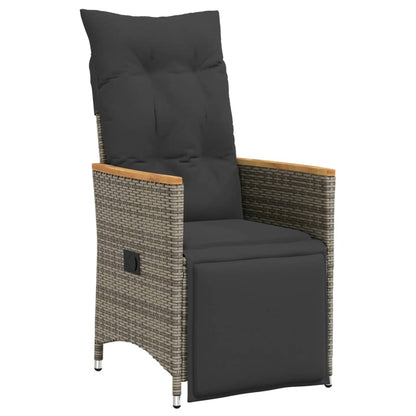 9Dílný Zahradní Bistro Set S Poduškami Šedý Polyratan