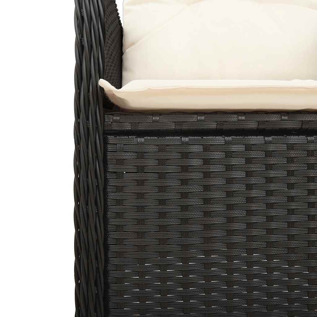 11Dílný Zahradní Bistro Set S Poduškami Černý Polyratan