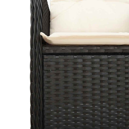 11Dílný Zahradní Bistro Set S Poduškami Černý Polyratan