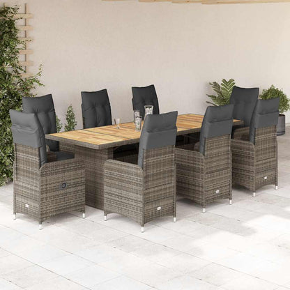 11Dílný Zahradní Bistro Set S Poduškami Šedý Polyratan