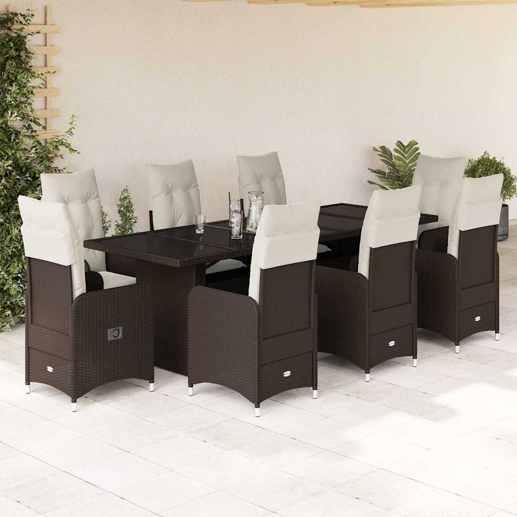 11Dílný Zahradní Bistro Set S Poduškami Béžový Polyratan