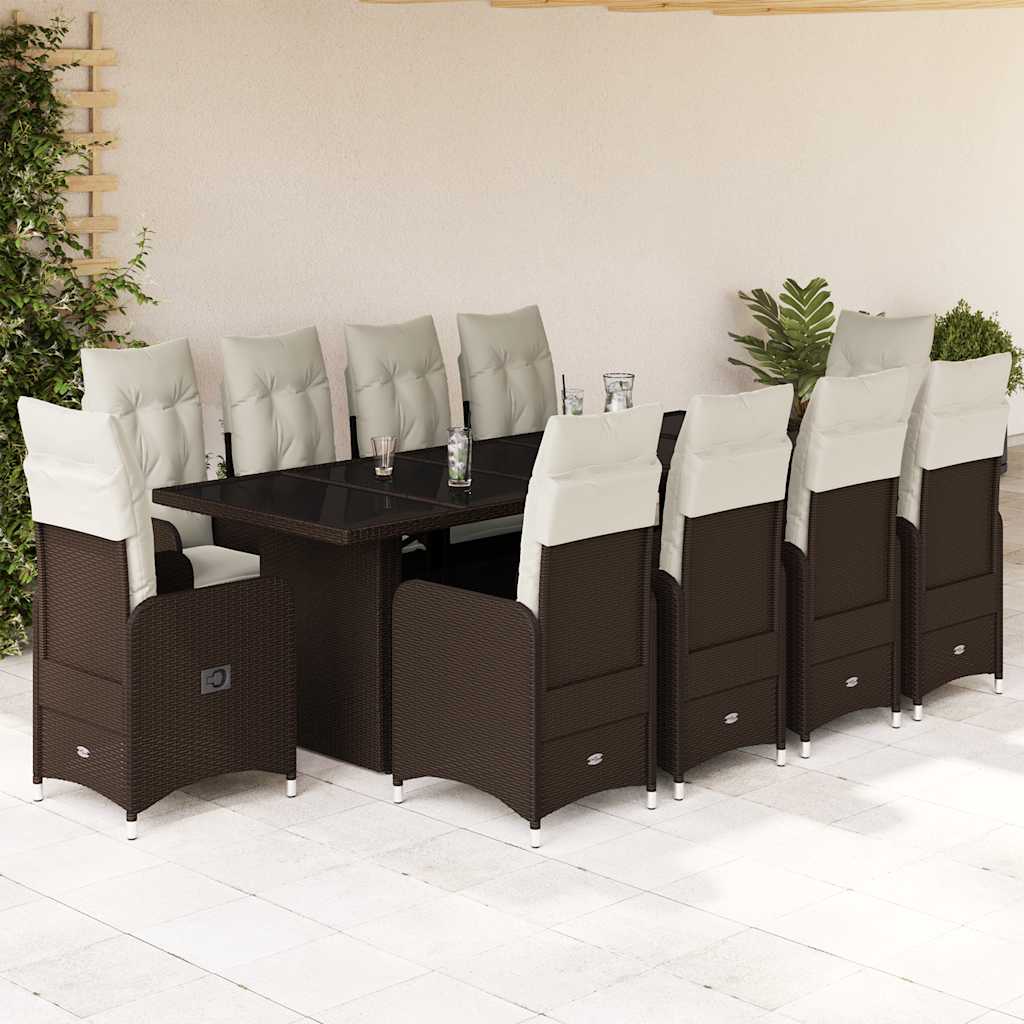 11Dílný Zahradní Bistro Set S Poduškami Béžový Polyratan