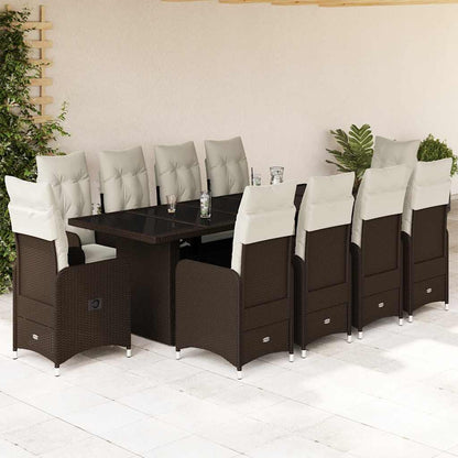 11Dílný Zahradní Bistro Set S Poduškami Béžový Polyratan