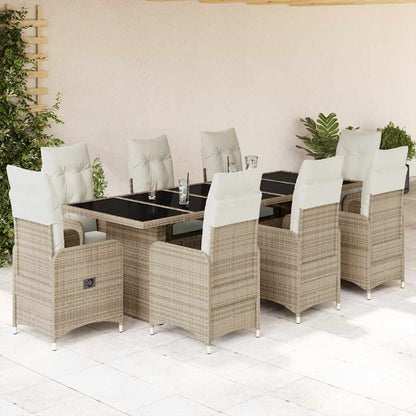 11Dílný Zahradní Bistro Set S Poduškami Béžový Polyratan