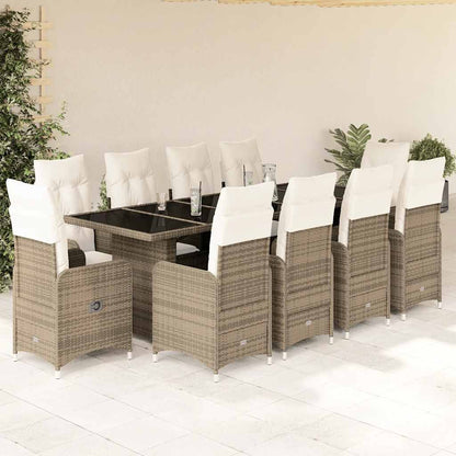 11Dílný Zahradní Bistro Set S Poduškami Béžový Polyratan