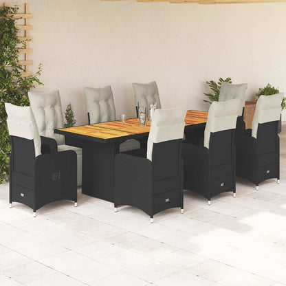 11Dílný Zahradní Bistro Set S Poduškami Hnědý Polyratan