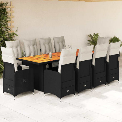 11Dílný Zahradní Bistro Set S Poduškami Hnědý Polyratan
