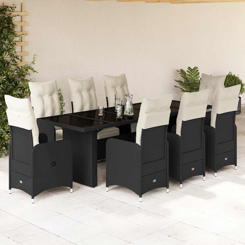 11Dílný Zahradní Bistro Set S Poduškami Hnědý Polyratan