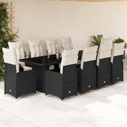 11Dílný Zahradní Bistro Set S Poduškami Hnědý Polyratan