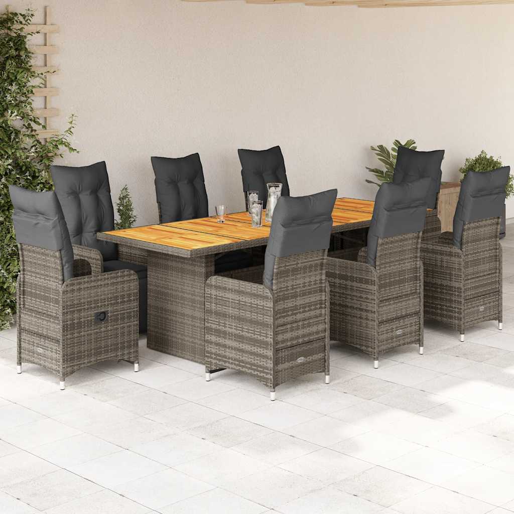 11Dílný Zahradní Bistro Set S Poduškami Hnědý Polyratan