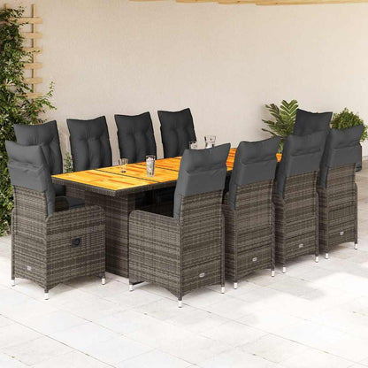 11Dílný Zahradní Bistro Set S Poduškami Hnědý Polyratan