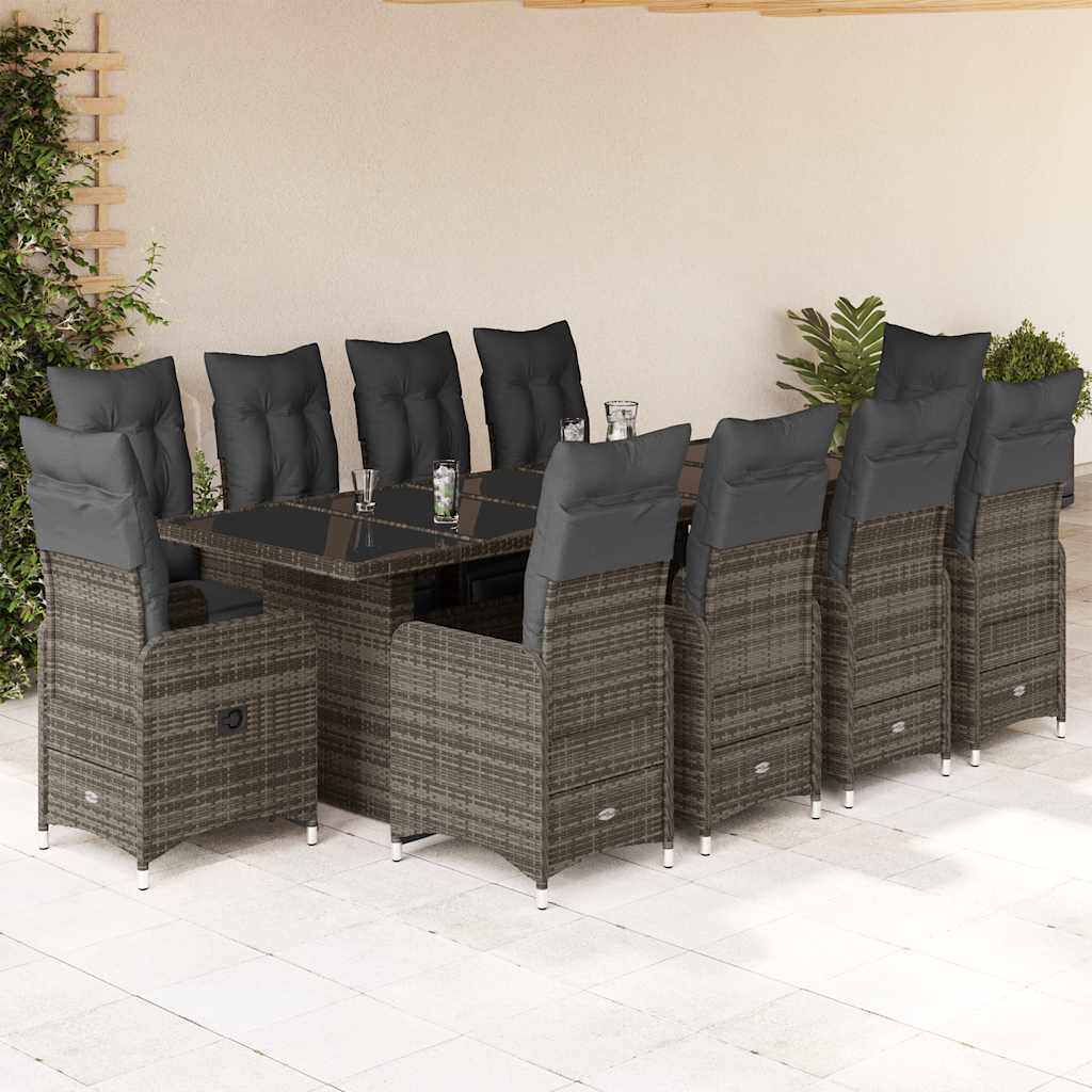 11Dílný Zahradní Bistro Set S Poduškami Hnědý Polyratan