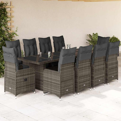 11Dílný Zahradní Bistro Set S Poduškami Hnědý Polyratan