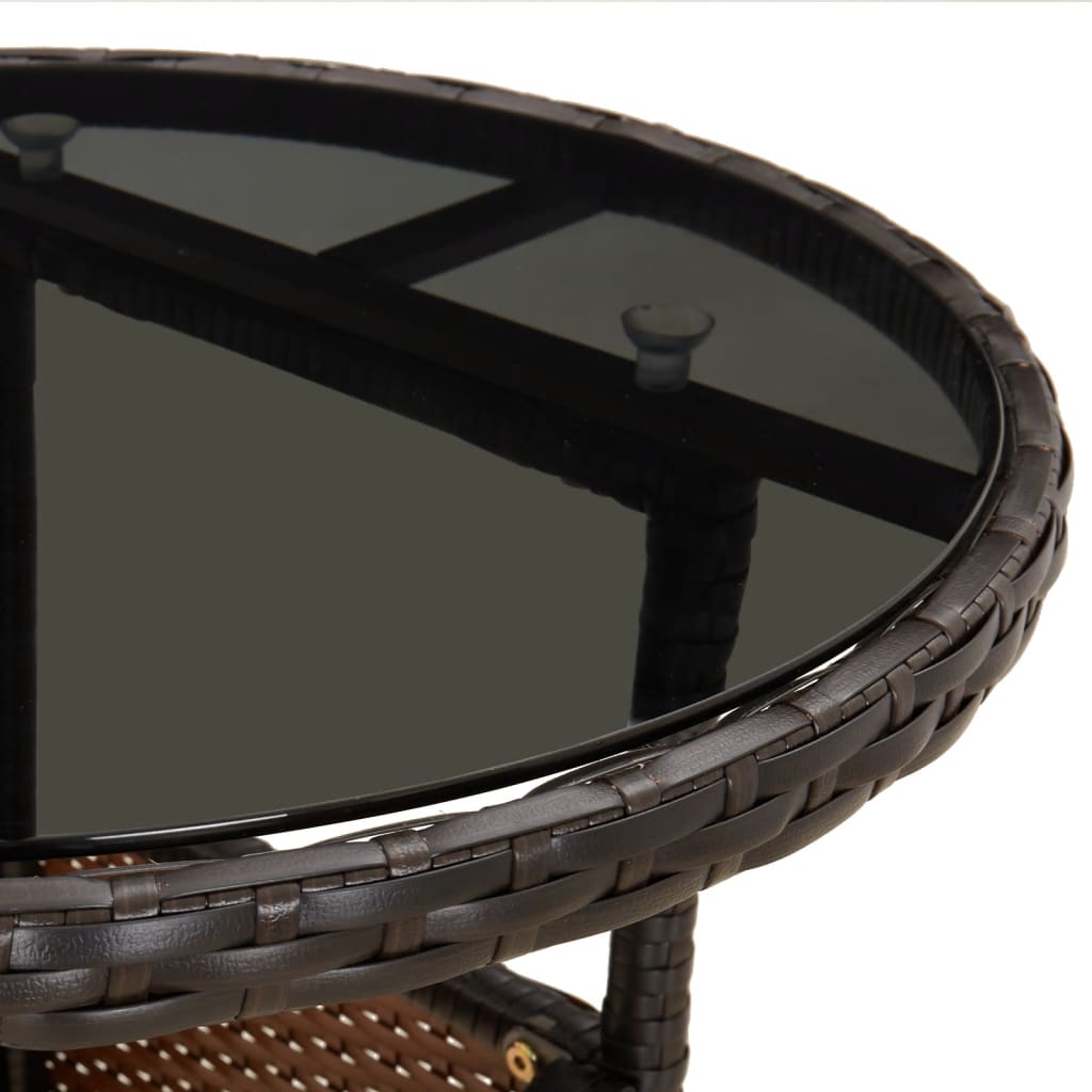 3Dílný Zahradní Jídelní Set S Poduškami Hnědý Polyratan A Sklo