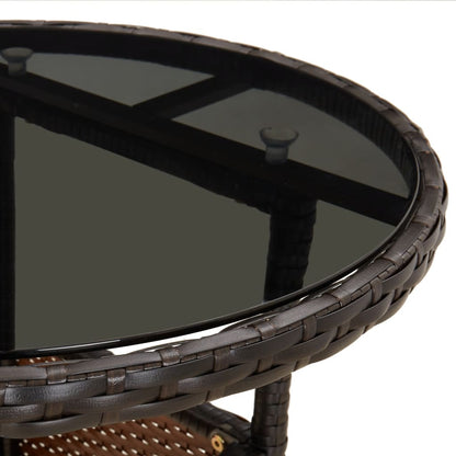 3Dílný Zahradní Jídelní Set S Poduškami Hnědý Polyratan A Sklo