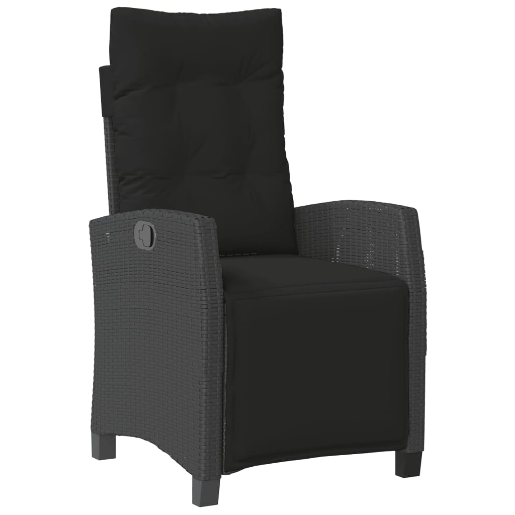 5Dílný Zahradní Jídelní Set S Poduškami Černý Polyratan