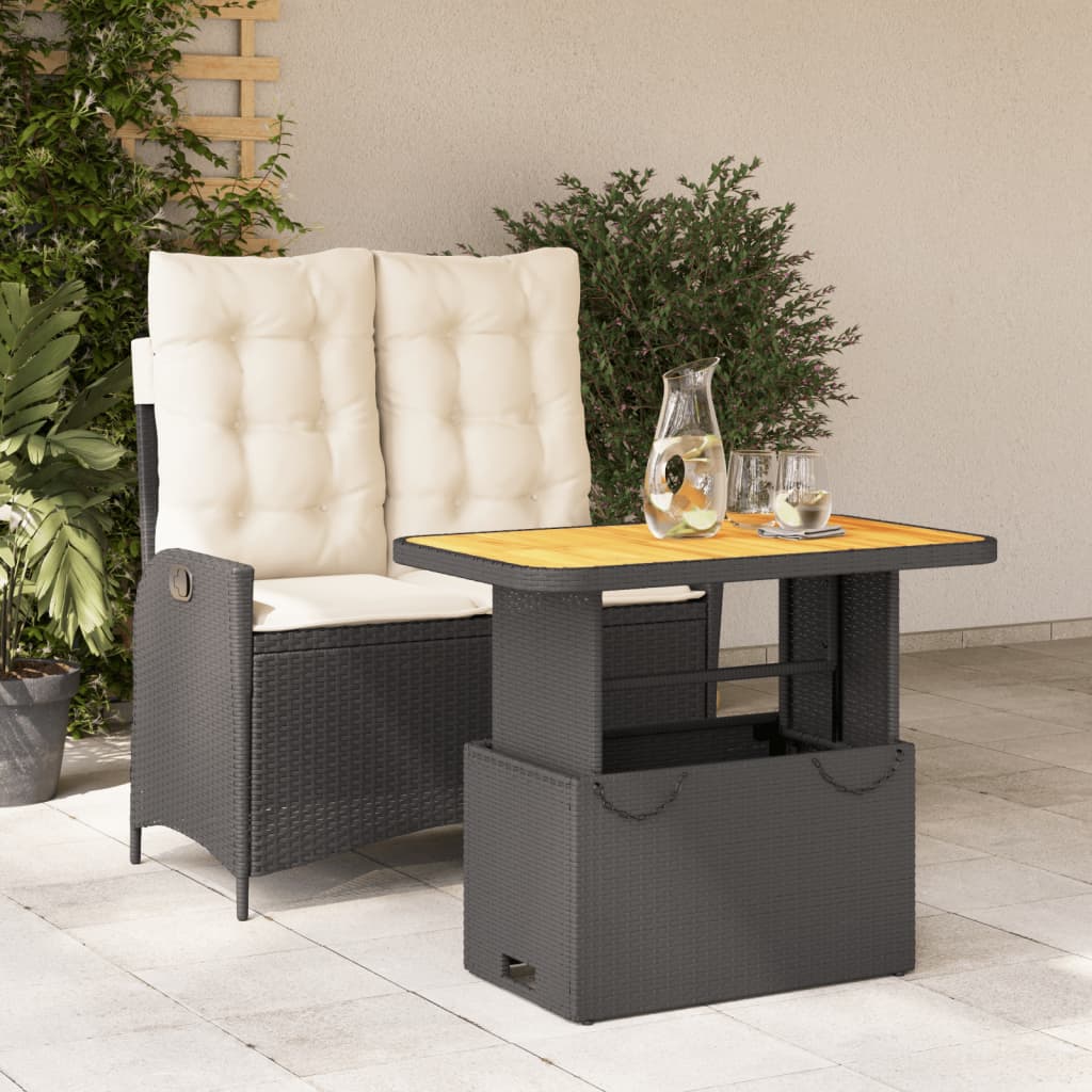 5Dílný Zahradní Jídelní Set S Poduškami Černý Polyratan