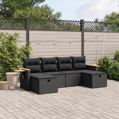 6Dílná Zahradní Sedací Souprava S Poduškami Černá Polyratan