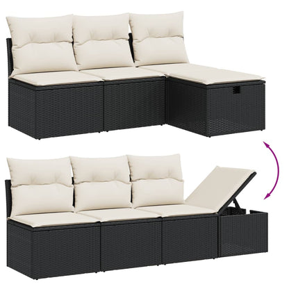 7Dílná Zahradní Sedací Souprava S Poduškami Černá Polyratan