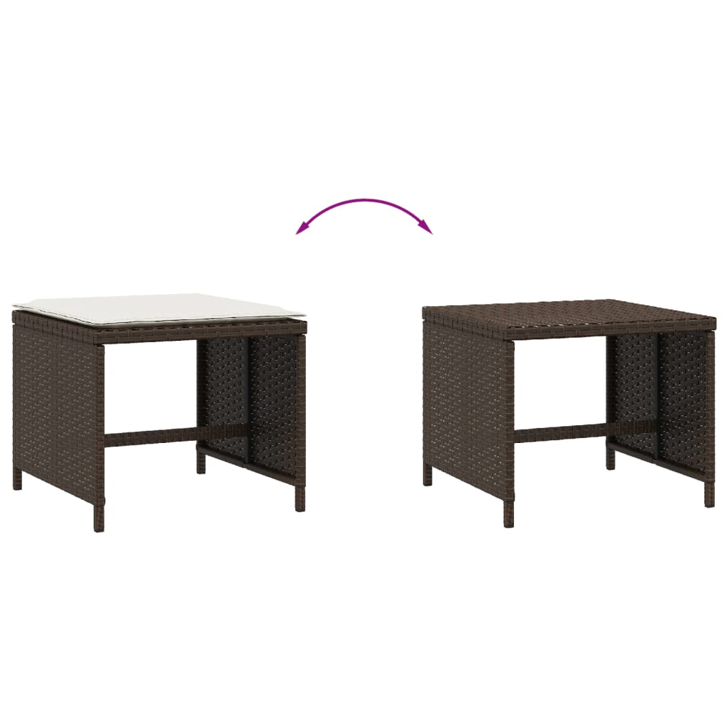 Zahradní Stoličky S Poduškami 4 Ks Hnědé 40X40X35 Cm Polyratan Bílá