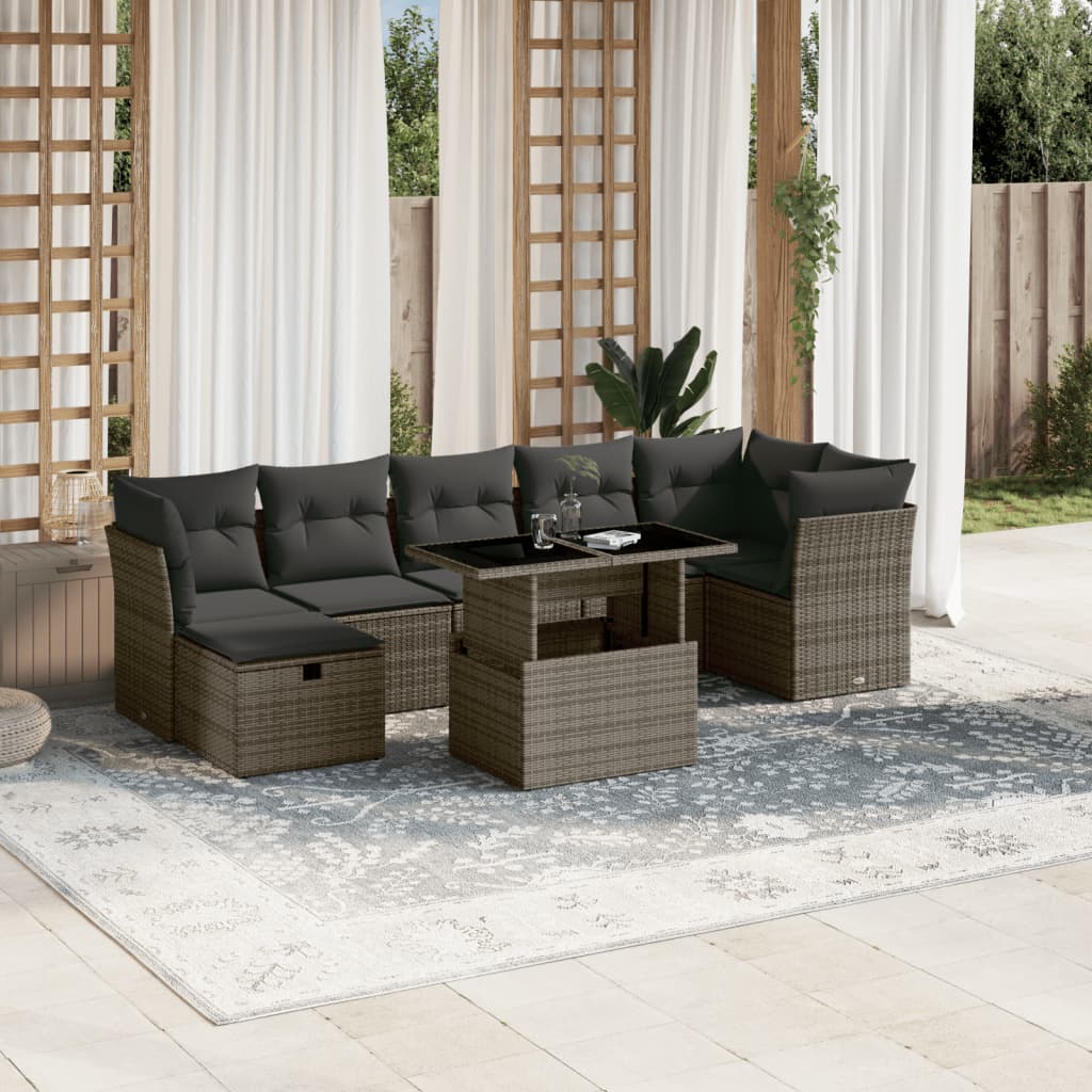 8Dílná Zahradní Sedací Souprava S Poduškami Černá Polyratan