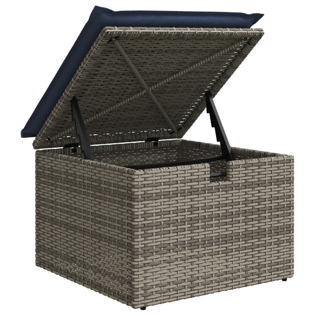 8Dílná Zahradní Sedací Souprava S Polštáři Šedá Polyratan