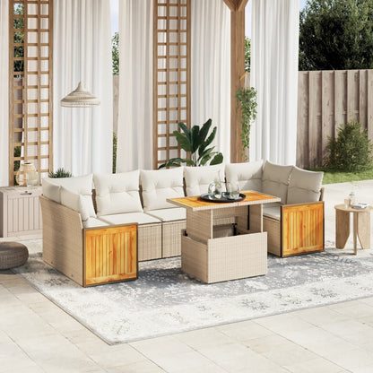 8Dílná Zahradní Sedací Souprava S Poduškami Černá Polyratan