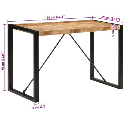 Jídelní Stůl 120 X 55 X 76 Cm Masivní Hrubé Mangovníkové Dřevo