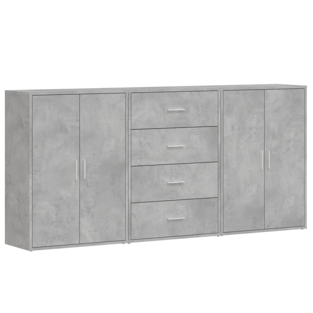 Příborníky 3 Ks Betonově Šedé 60 X 31 X 84 Cm Kompozitní Dřevo