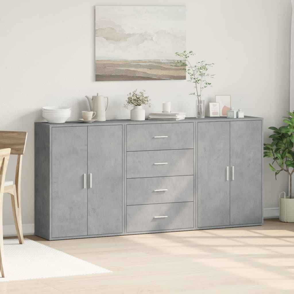 Příborníky 3 Ks Betonově Šedé 60 X 31 X 84 Cm Kompozitní Dřevo