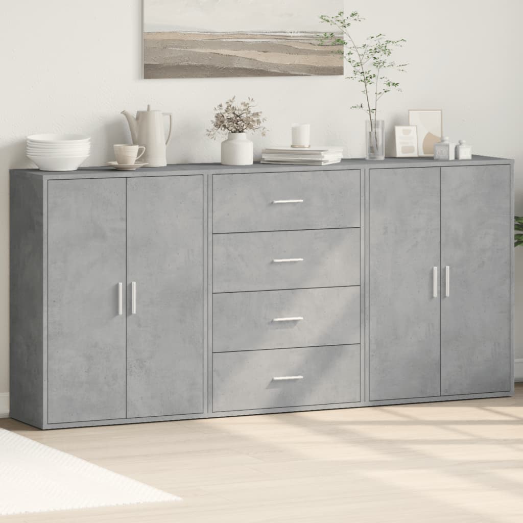 Příborníky 3 Ks Betonově Šedé 60 X 31 X 84 Cm Kompozitní Dřevo