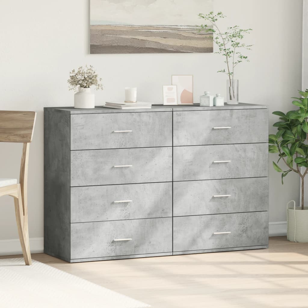 Příborníky 2 Ks Betonově Šedé 60 X 39 X 80 Cm Kompozitní Dřevo