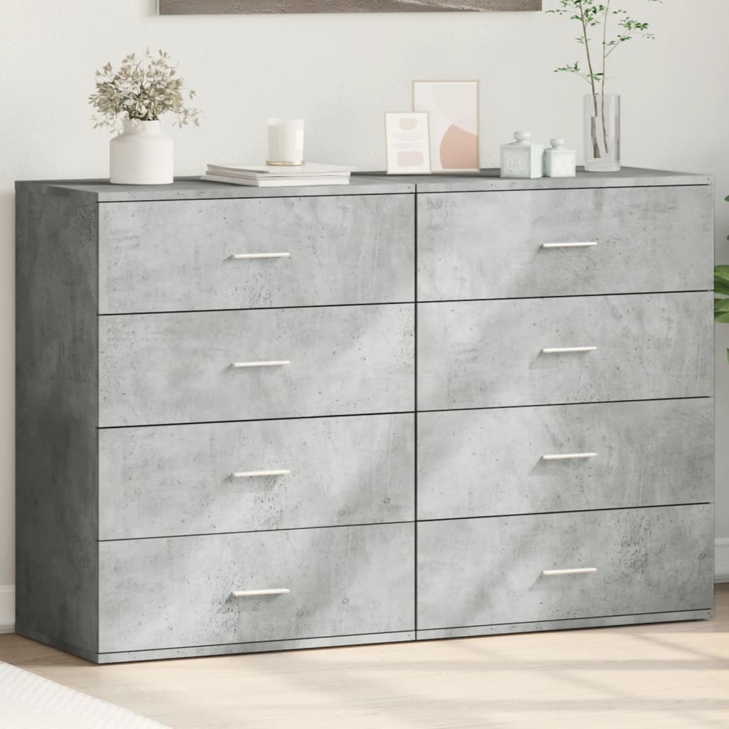 Příborníky 2 Ks Betonově Šedé 60 X 39 X 80 Cm Kompozitní Dřevo