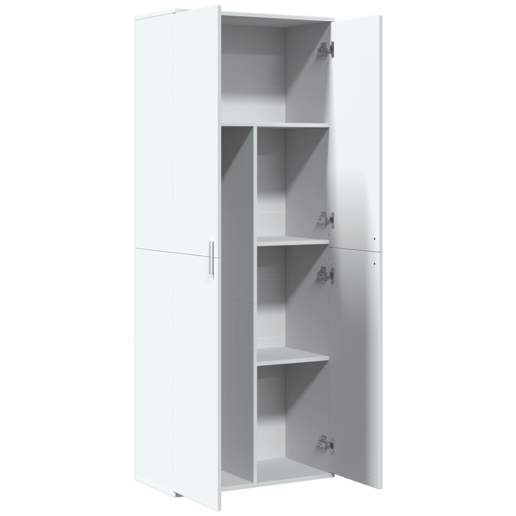 Skříň Highboard Bílá 70 X 35 X 180 Cm Kompozitní Dřevo