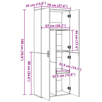 Skříň Highboard Bílá 70 X 35 X 180 Cm Kompozitní Dřevo