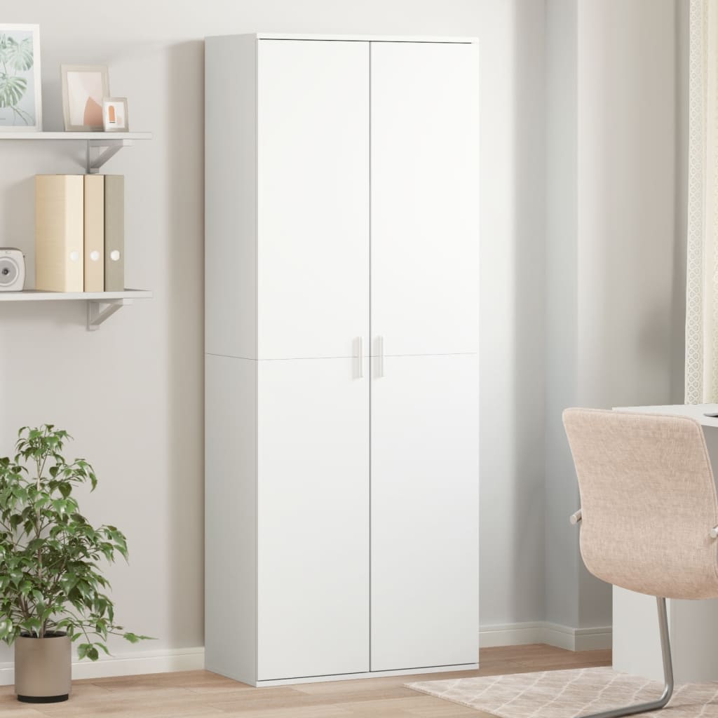 Skříň Highboard Bílá 70 X 35 X 180 Cm Kompozitní Dřevo