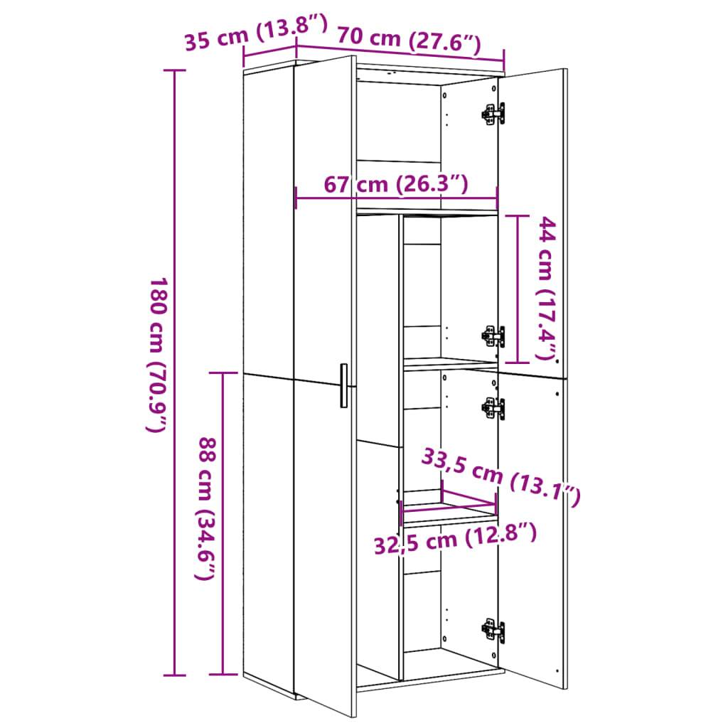 Skříň Highboard Betonově Šedá 70 X 35 X 180 Cm Kompozitní Dřevo