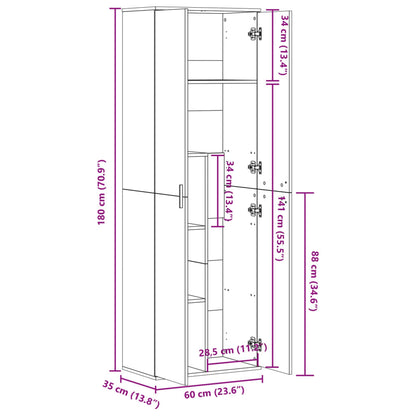 Skříň Highboard Dub Sonoma 60 X 35 X 180 Cm Kompozitní Dřevo