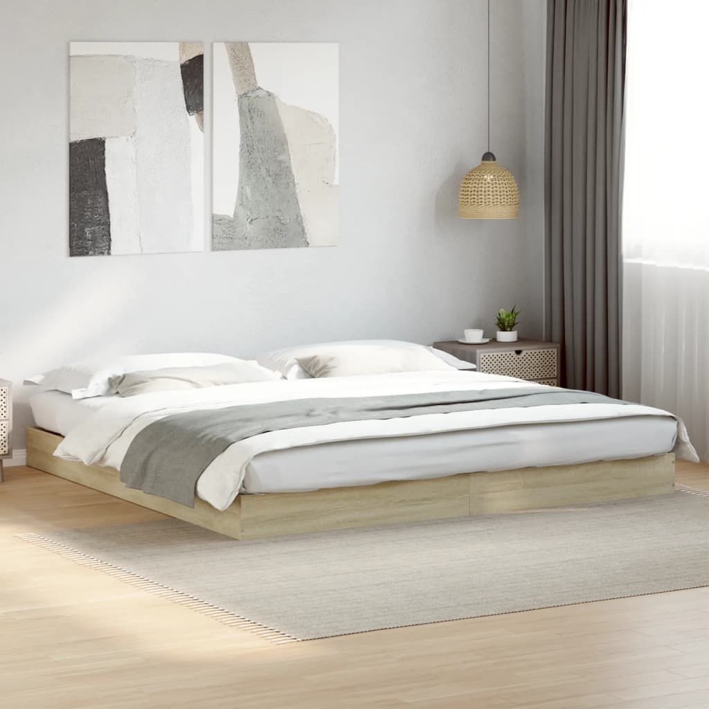 Rám Postele Bez Matrace Dub Sonoma 180X200Cm Kompozitní Dřevo