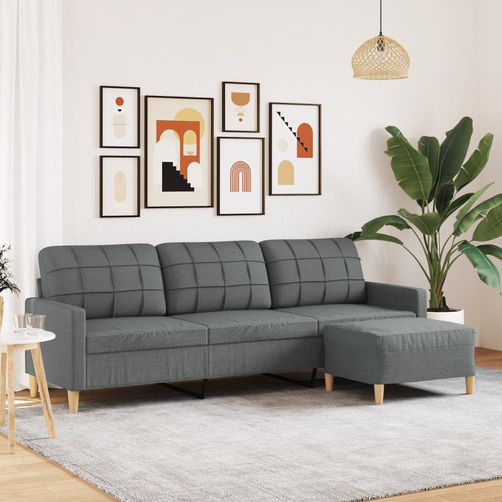 3Místná Pohovka S Podnožkou 180 Cm Textil