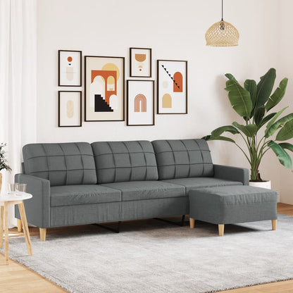 3Místná Pohovka S Podnožkou 180 Cm Textil