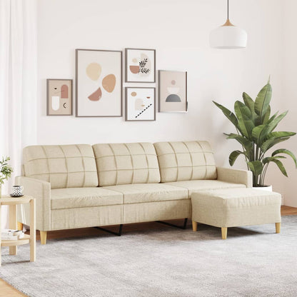 3Místná Pohovka S Podnožkou 180 Cm Textil