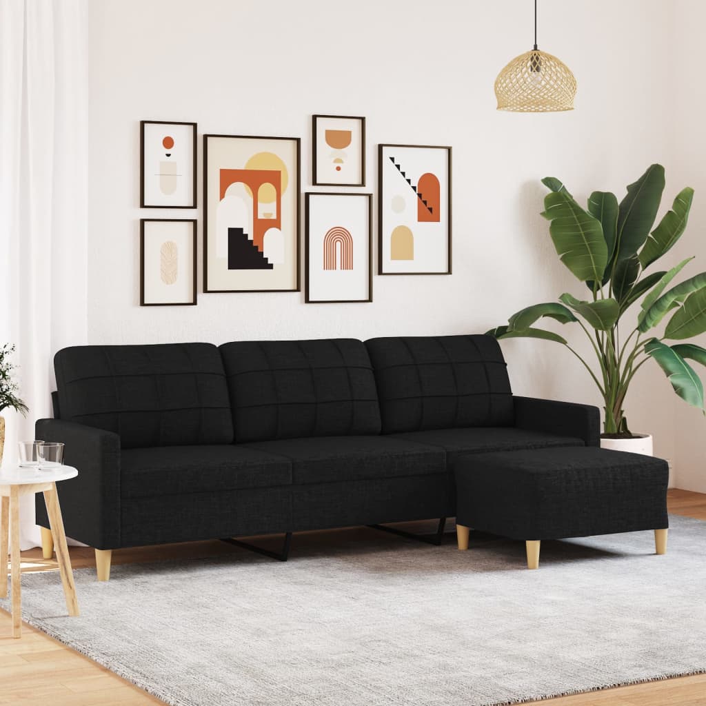 3Místná Pohovka S Podnožkou 180 Cm Textil