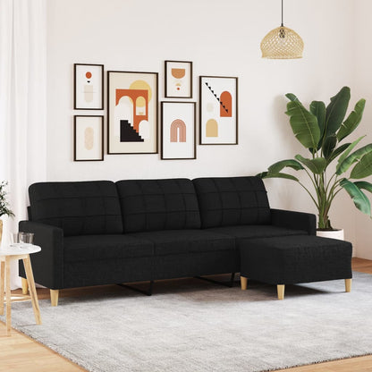 3Místná Pohovka S Podnožkou 180 Cm Textil
