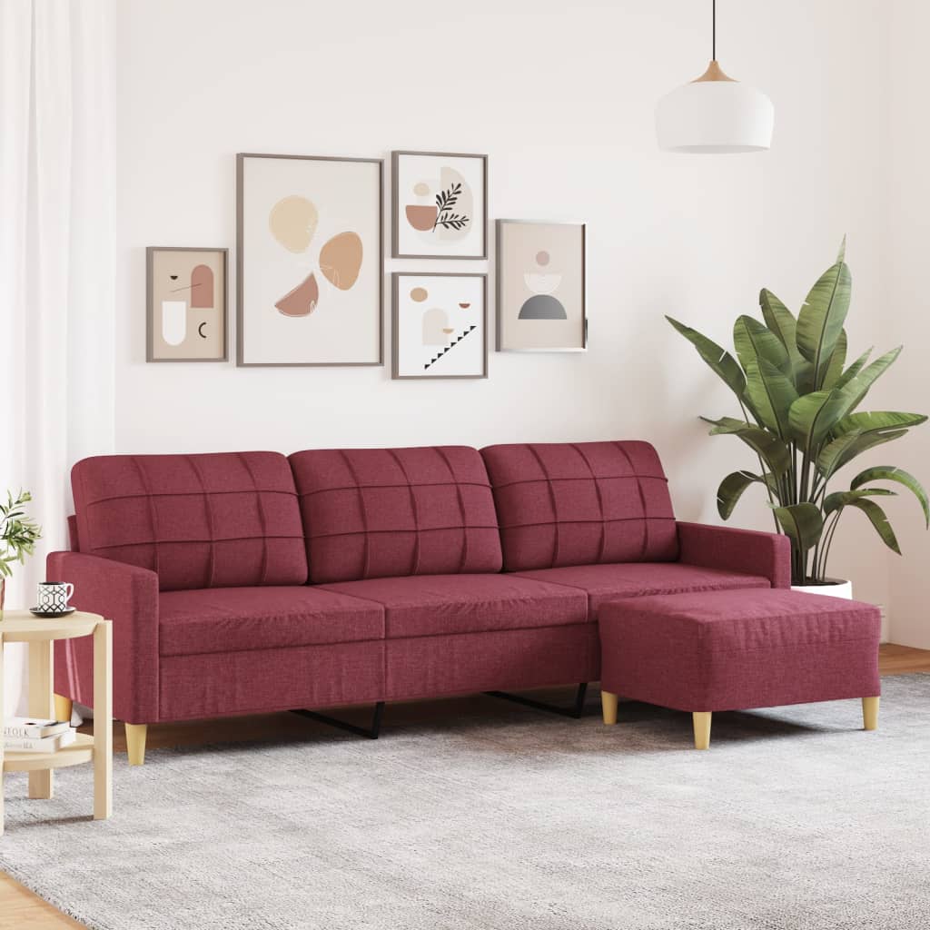 3Místná Pohovka S Podnožkou 180 Cm Textil