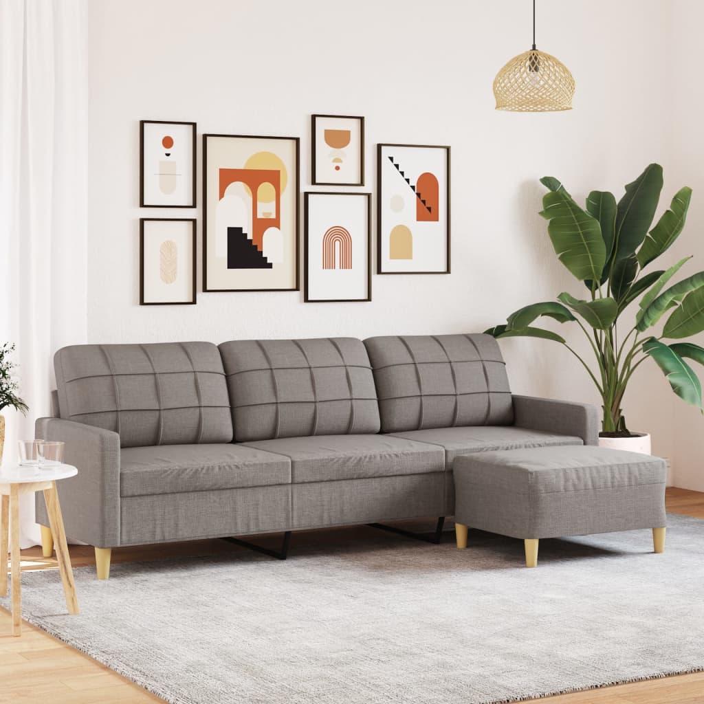 3Místná Pohovka S Podnožkou 180 Cm Textil